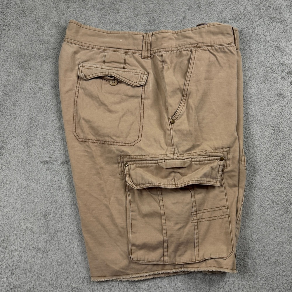 Vintage Ocean‎ Pacific Mens Cargo Shorts Khaki Size 42 Raw Hem Textured Utility